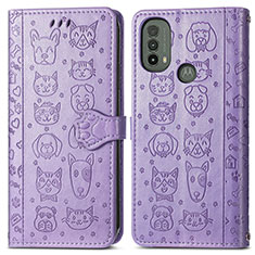 Coque Portefeuille Motif Fantaisie Livre Cuir Etui Clapet S03D pour Motorola Moto E20 Violet