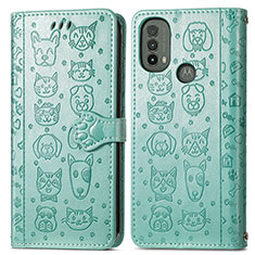 Coque Portefeuille Motif Fantaisie Livre Cuir Etui Clapet S03D pour Motorola Moto E40 Vert