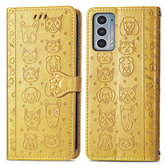 Coque Portefeuille Motif Fantaisie Livre Cuir Etui Clapet S03D pour Motorola Moto Edge 20 5G Jaune