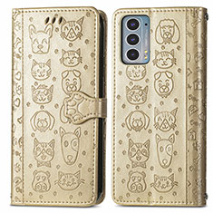 Coque Portefeuille Motif Fantaisie Livre Cuir Etui Clapet S03D pour Motorola Moto Edge 20 5G Or