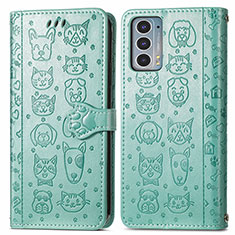 Coque Portefeuille Motif Fantaisie Livre Cuir Etui Clapet S03D pour Motorola Moto Edge 20 5G Vert