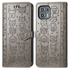 Coque Portefeuille Motif Fantaisie Livre Cuir Etui Clapet S03D pour Motorola Moto Edge 20 Lite 5G Gris