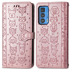 Coque Portefeuille Motif Fantaisie Livre Cuir Etui Clapet S03D pour Motorola Moto Edge 20 Pro 5G Or Rose