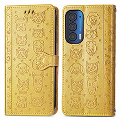 Coque Portefeuille Motif Fantaisie Livre Cuir Etui Clapet S03D pour Motorola Moto Edge (2021) 5G Jaune