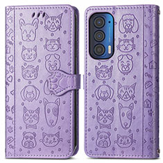 Coque Portefeuille Motif Fantaisie Livre Cuir Etui Clapet S03D pour Motorola Moto Edge (2021) 5G Violet