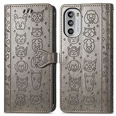 Coque Portefeuille Motif Fantaisie Livre Cuir Etui Clapet S03D pour Motorola Moto Edge (2022) 5G Gris