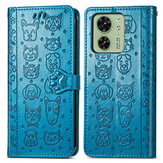 Coque Portefeuille Motif Fantaisie Livre Cuir Etui Clapet S03D pour Motorola Moto Edge (2023) 5G Bleu