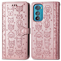 Coque Portefeuille Motif Fantaisie Livre Cuir Etui Clapet S03D pour Motorola Moto Edge 30 5G Or Rose