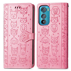 Coque Portefeuille Motif Fantaisie Livre Cuir Etui Clapet S03D pour Motorola Moto Edge 30 5G Rose