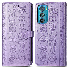 Coque Portefeuille Motif Fantaisie Livre Cuir Etui Clapet S03D pour Motorola Moto Edge 30 5G Violet