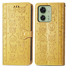 Coque Portefeuille Motif Fantaisie Livre Cuir Etui Clapet S03D pour Motorola Moto Edge 40 5G Jaune