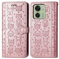 Coque Portefeuille Motif Fantaisie Livre Cuir Etui Clapet S03D pour Motorola Moto Edge 40 5G Or Rose