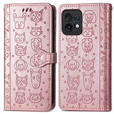 Coque Portefeuille Motif Fantaisie Livre Cuir Etui Clapet S03D pour Motorola Moto Edge 40 Pro 5G Or Rose