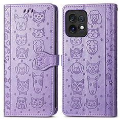 Coque Portefeuille Motif Fantaisie Livre Cuir Etui Clapet S03D pour Motorola Moto Edge 40 Pro 5G Violet