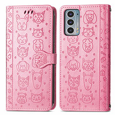 Coque Portefeuille Motif Fantaisie Livre Cuir Etui Clapet S03D pour Motorola Moto Edge Lite 5G Rose