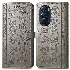 Coque Portefeuille Motif Fantaisie Livre Cuir Etui Clapet S03D pour Motorola Moto Edge Plus (2022) 5G Gris