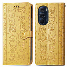 Coque Portefeuille Motif Fantaisie Livre Cuir Etui Clapet S03D pour Motorola Moto Edge Plus (2022) 5G Jaune