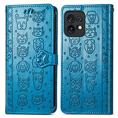 Coque Portefeuille Motif Fantaisie Livre Cuir Etui Clapet S03D pour Motorola Moto Edge Plus (2023) 5G Bleu