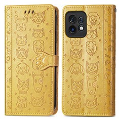 Coque Portefeuille Motif Fantaisie Livre Cuir Etui Clapet S03D pour Motorola Moto Edge Plus (2023) 5G Jaune