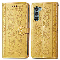 Coque Portefeuille Motif Fantaisie Livre Cuir Etui Clapet S03D pour Motorola Moto Edge S30 5G Jaune