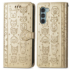 Coque Portefeuille Motif Fantaisie Livre Cuir Etui Clapet S03D pour Motorola Moto Edge S30 5G Or