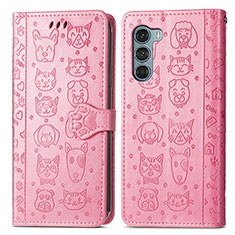 Coque Portefeuille Motif Fantaisie Livre Cuir Etui Clapet S03D pour Motorola Moto Edge S30 5G Rose