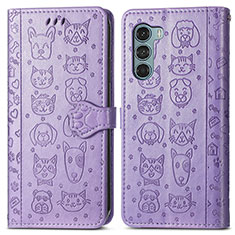 Coque Portefeuille Motif Fantaisie Livre Cuir Etui Clapet S03D pour Motorola Moto Edge S30 5G Violet