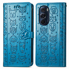 Coque Portefeuille Motif Fantaisie Livre Cuir Etui Clapet S03D pour Motorola Moto Edge X30 5G Bleu