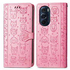 Coque Portefeuille Motif Fantaisie Livre Cuir Etui Clapet S03D pour Motorola Moto Edge X30 5G Rose