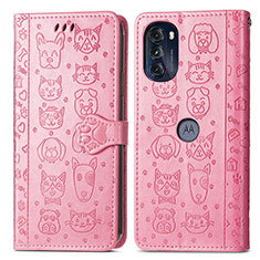 Coque Portefeuille Motif Fantaisie Livre Cuir Etui Clapet S03D pour Motorola Moto G 5G (2022) Rose