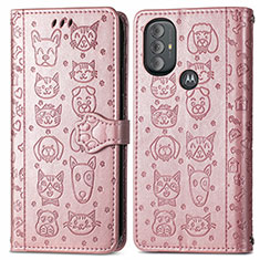 Coque Portefeuille Motif Fantaisie Livre Cuir Etui Clapet S03D pour Motorola Moto G Play Gen 2 Or Rose