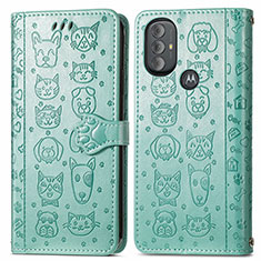 Coque Portefeuille Motif Fantaisie Livre Cuir Etui Clapet S03D pour Motorola Moto G Play Gen 2 Vert