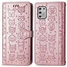 Coque Portefeuille Motif Fantaisie Livre Cuir Etui Clapet S03D pour Motorola Moto G Stylus (2021) Or Rose