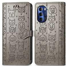 Coque Portefeuille Motif Fantaisie Livre Cuir Etui Clapet S03D pour Motorola Moto G Stylus (2022) 4G Gris