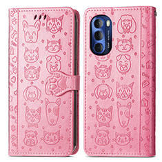 Coque Portefeuille Motif Fantaisie Livre Cuir Etui Clapet S03D pour Motorola Moto G Stylus (2022) 4G Rose