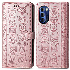 Coque Portefeuille Motif Fantaisie Livre Cuir Etui Clapet S03D pour Motorola Moto G Stylus (2022) 5G Or Rose