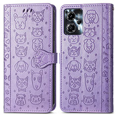 Coque Portefeuille Motif Fantaisie Livre Cuir Etui Clapet S03D pour Motorola Moto G13 Violet