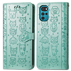 Coque Portefeuille Motif Fantaisie Livre Cuir Etui Clapet S03D pour Motorola Moto G22 Vert