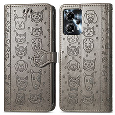 Coque Portefeuille Motif Fantaisie Livre Cuir Etui Clapet S03D pour Motorola Moto G23 Gris