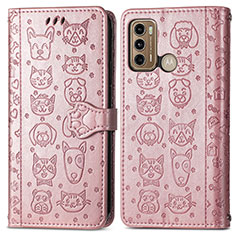 Coque Portefeuille Motif Fantaisie Livre Cuir Etui Clapet S03D pour Motorola Moto G40 Fusion Or Rose