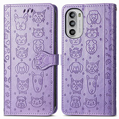 Coque Portefeuille Motif Fantaisie Livre Cuir Etui Clapet S03D pour Motorola Moto G52j 5G Violet