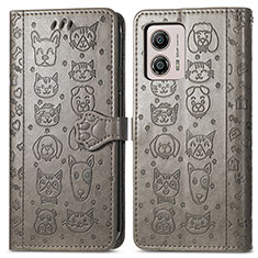 Coque Portefeuille Motif Fantaisie Livre Cuir Etui Clapet S03D pour Motorola Moto G53 5G Gris