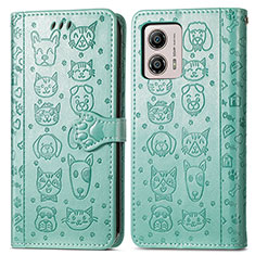 Coque Portefeuille Motif Fantaisie Livre Cuir Etui Clapet S03D pour Motorola Moto G53 5G Vert