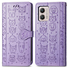 Coque Portefeuille Motif Fantaisie Livre Cuir Etui Clapet S03D pour Motorola Moto G53 5G Violet