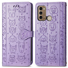 Coque Portefeuille Motif Fantaisie Livre Cuir Etui Clapet S03D pour Motorola Moto G60 Violet