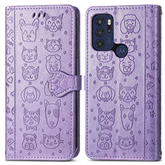 Coque Portefeuille Motif Fantaisie Livre Cuir Etui Clapet S03D pour Motorola Moto G60s Violet