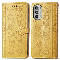 Coque Portefeuille Motif Fantaisie Livre Cuir Etui Clapet S03D pour Motorola Moto G71s 5G Jaune