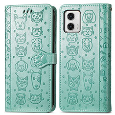 Coque Portefeuille Motif Fantaisie Livre Cuir Etui Clapet S03D pour Motorola Moto G73 5G Vert