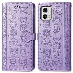 Coque Portefeuille Motif Fantaisie Livre Cuir Etui Clapet S03D pour Motorola Moto G73 5G Violet