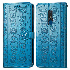 Coque Portefeuille Motif Fantaisie Livre Cuir Etui Clapet S03D pour Nokia C3 Bleu